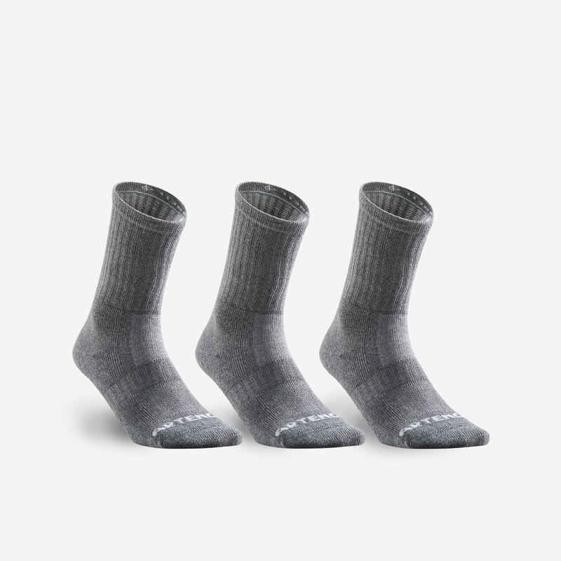 High Tennis Socks RS 500 Tri-Pack - Grey