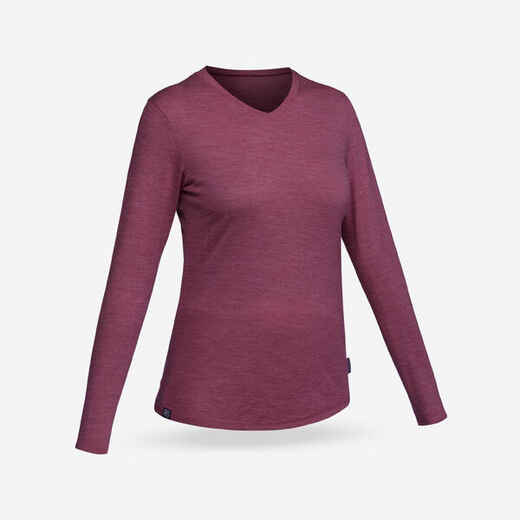 
      POLERA TREKKING MUJER MANGA LARGA LANA MERINO TRAVEL500 BURDEO
  