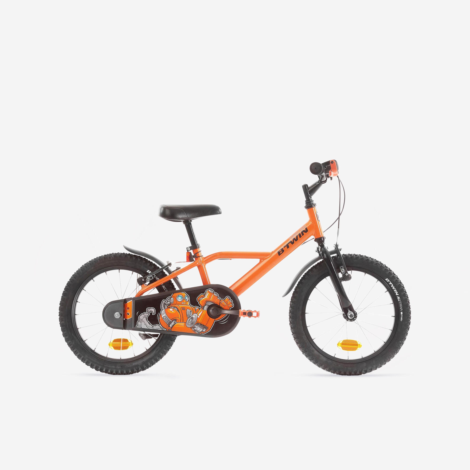 Kids' 16-inch, chain guard, easy-braking bike, orange 1/7