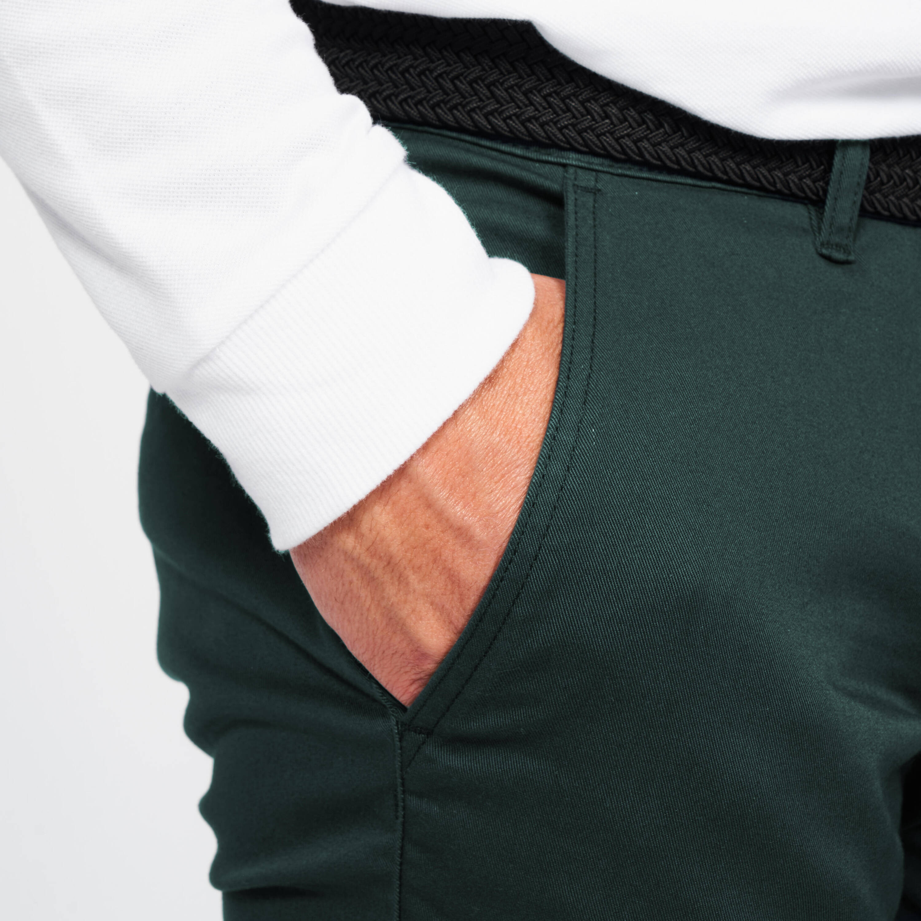 Men's golf cotton chino trousers - MW500 green -  4