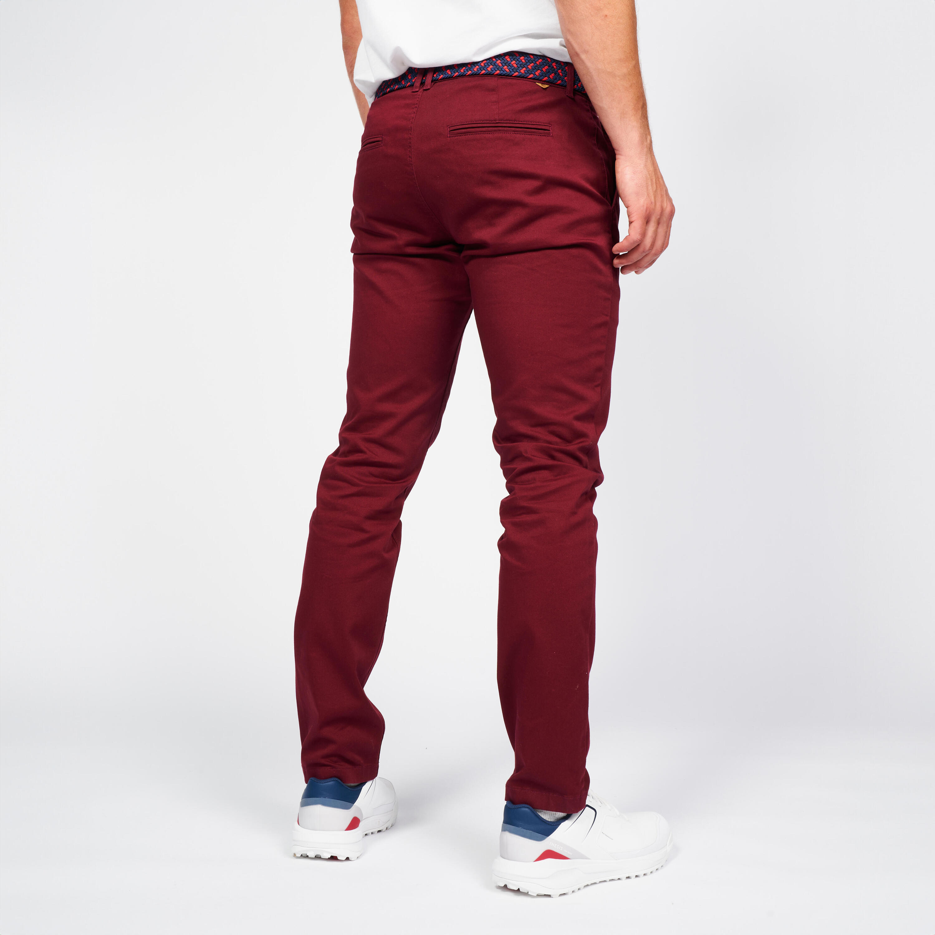 Men's golf trousers - MW500 dark red 2/4