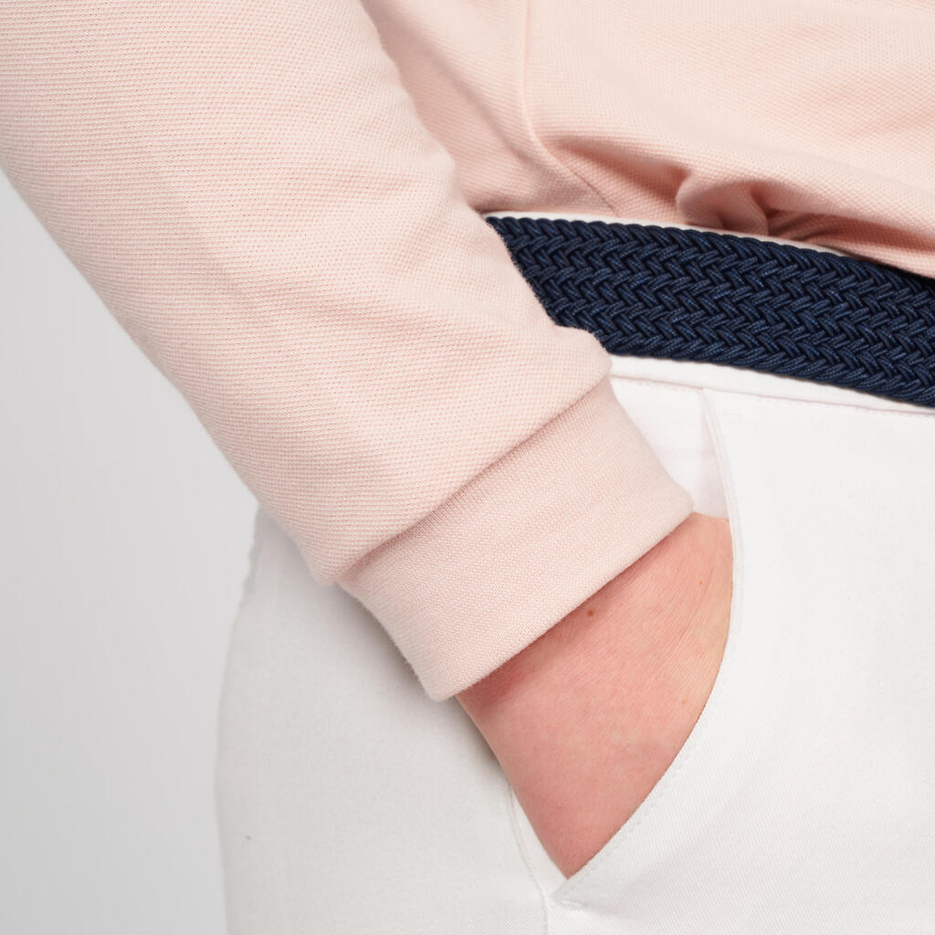 Rožnata ženska polo majica z dolgimi rokavi za golf MW500 