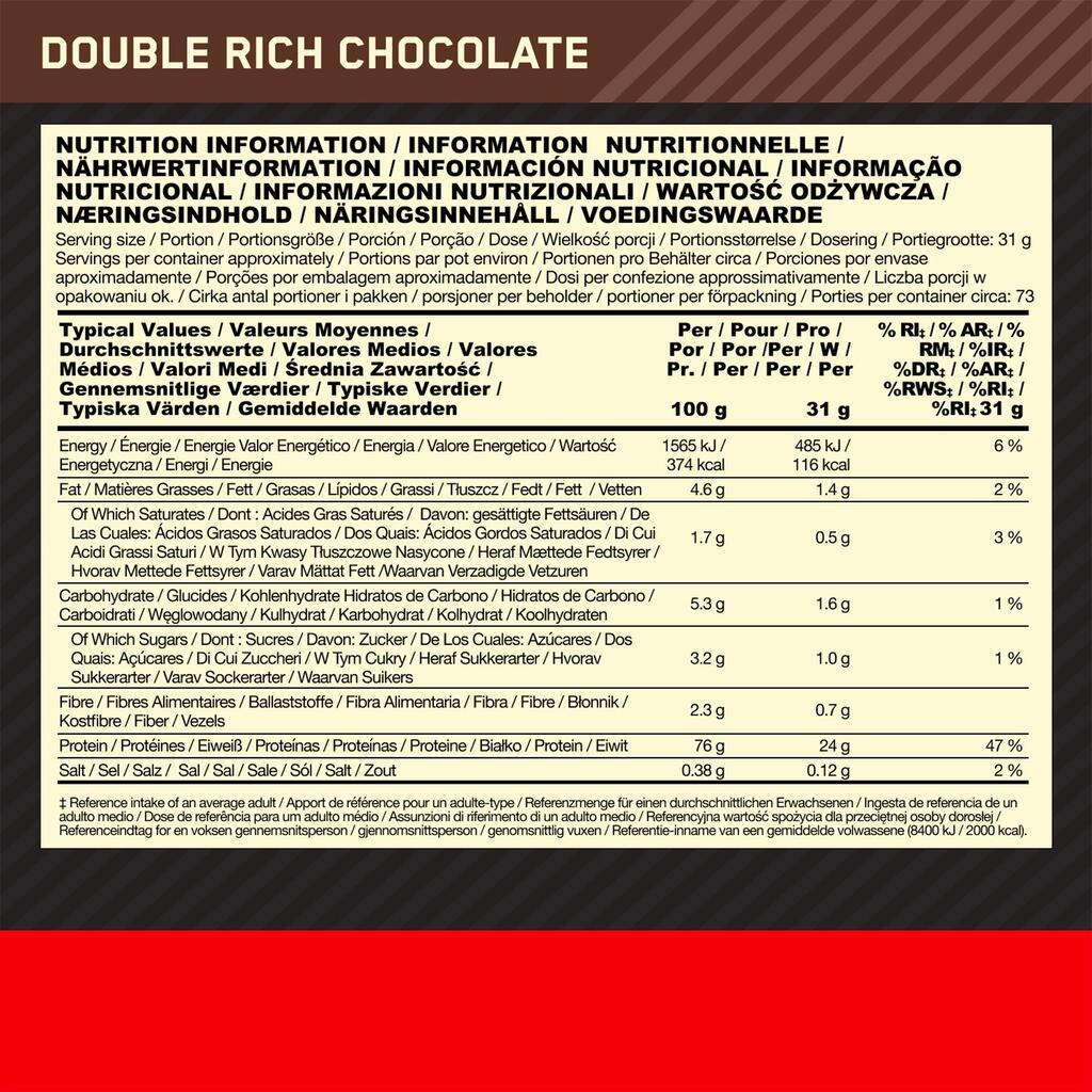 Sūkalu proteīns “Gold Standard”, 2,2 kg, ar izteiktu šokolādes garšu