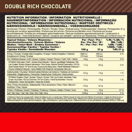 Išrūgų baltymų milteliai „Gold Standard“, 2,2 kg, sodraus šokolado skonio