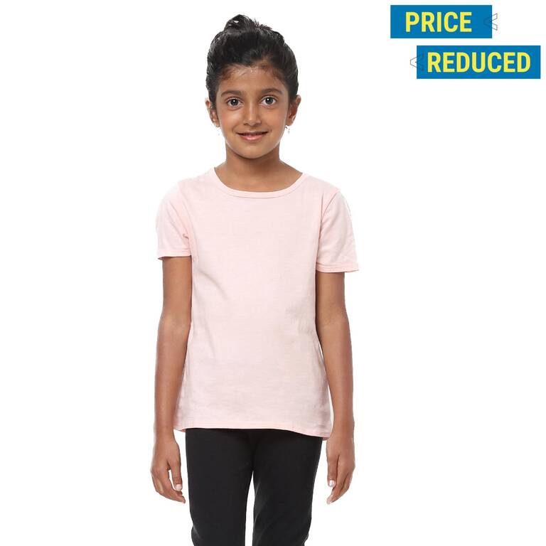 Girls Basic Cotton T-Shirt  - Pink