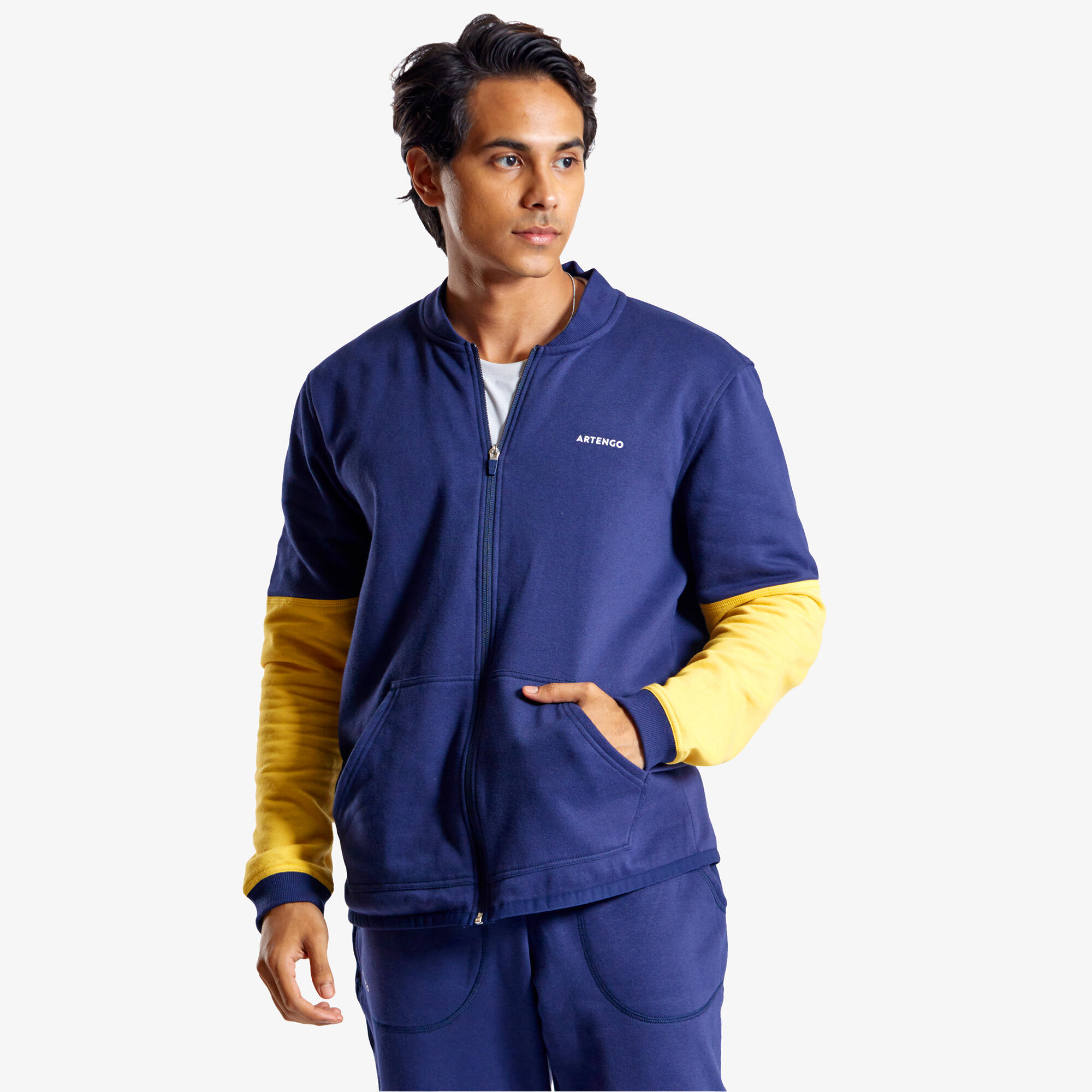 Unisex Tennis Winter Jacket TJA500 Blue and Yellow