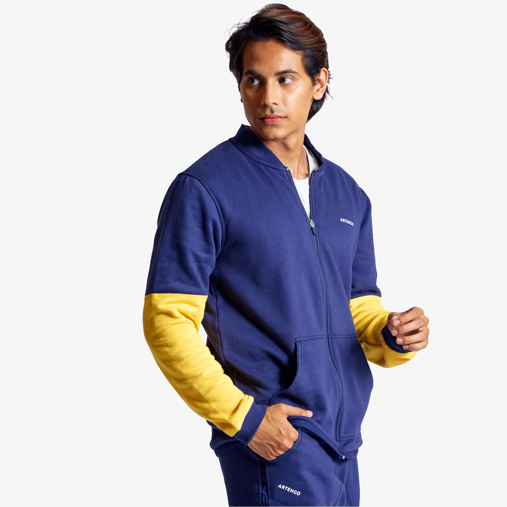 Unisex Tennis Winter Jacket TJA500 Blue and Yellow