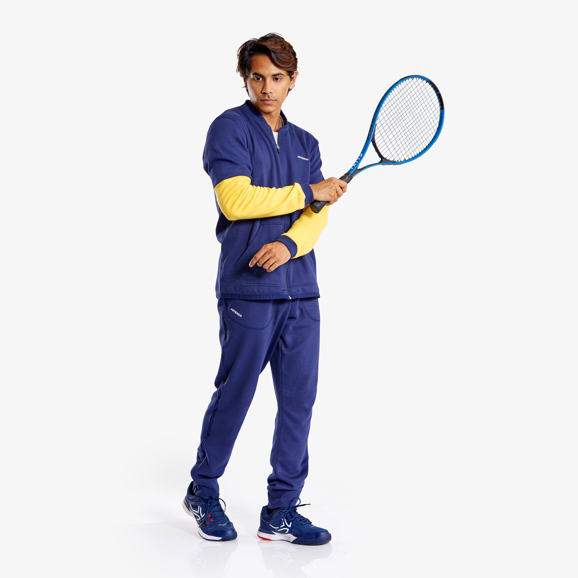 Unisex Tennis Winter Jacket TJA500 Blue and Yellow