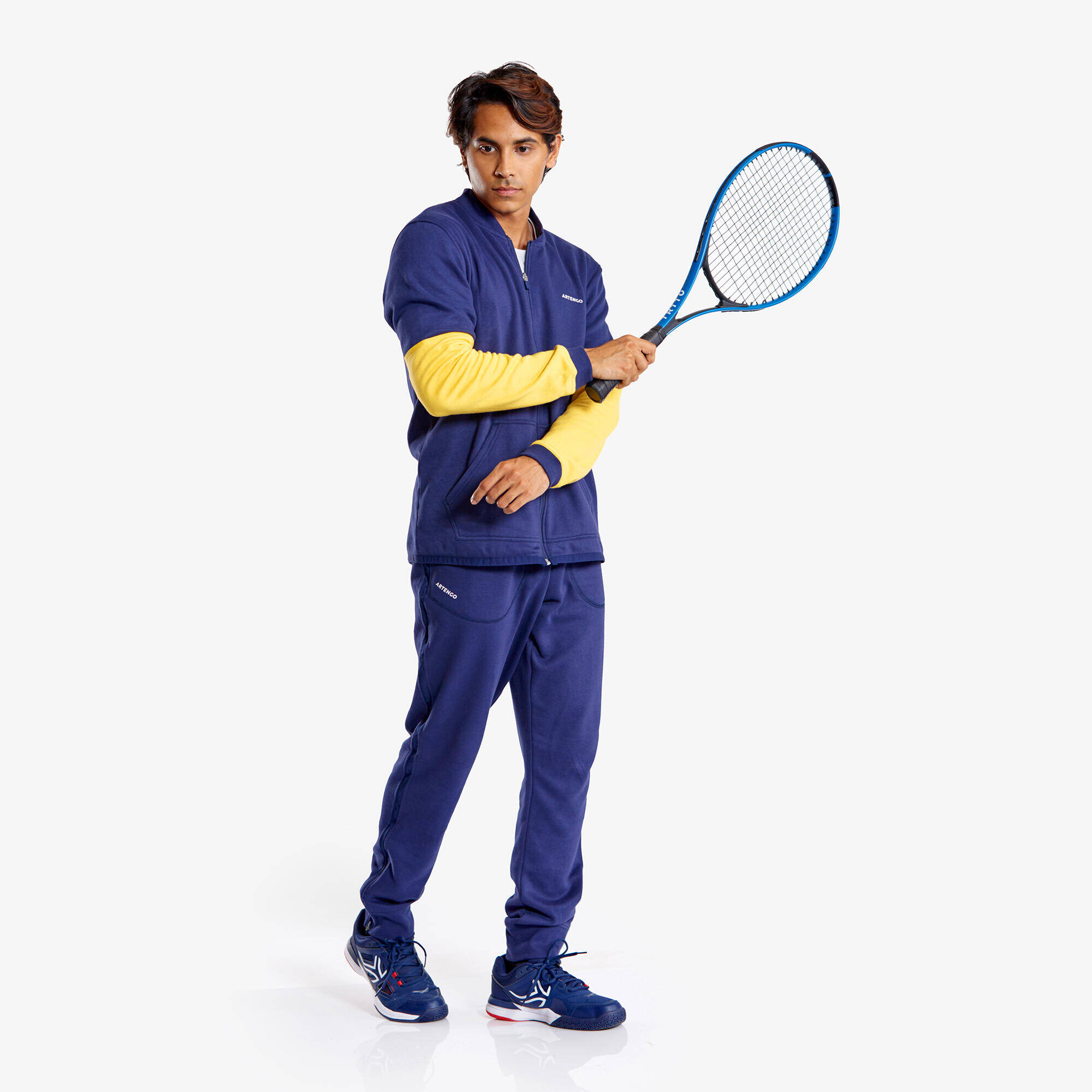Unisex Tennis Winter Jacket TJA500 Blue and Yellow -  1