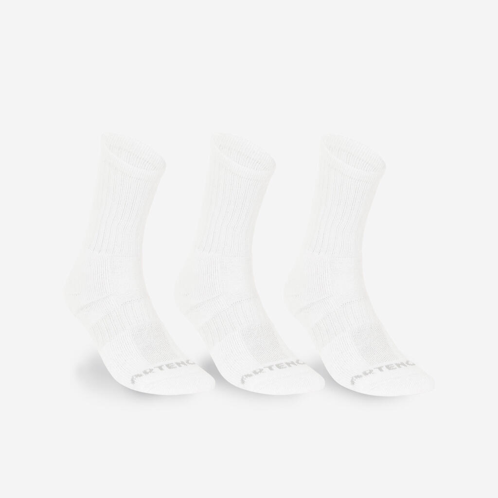 High Tennis Socks RS 500 Tri-Pack - White