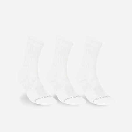 High Tennis Socks RS 500 Tri-Pack - White