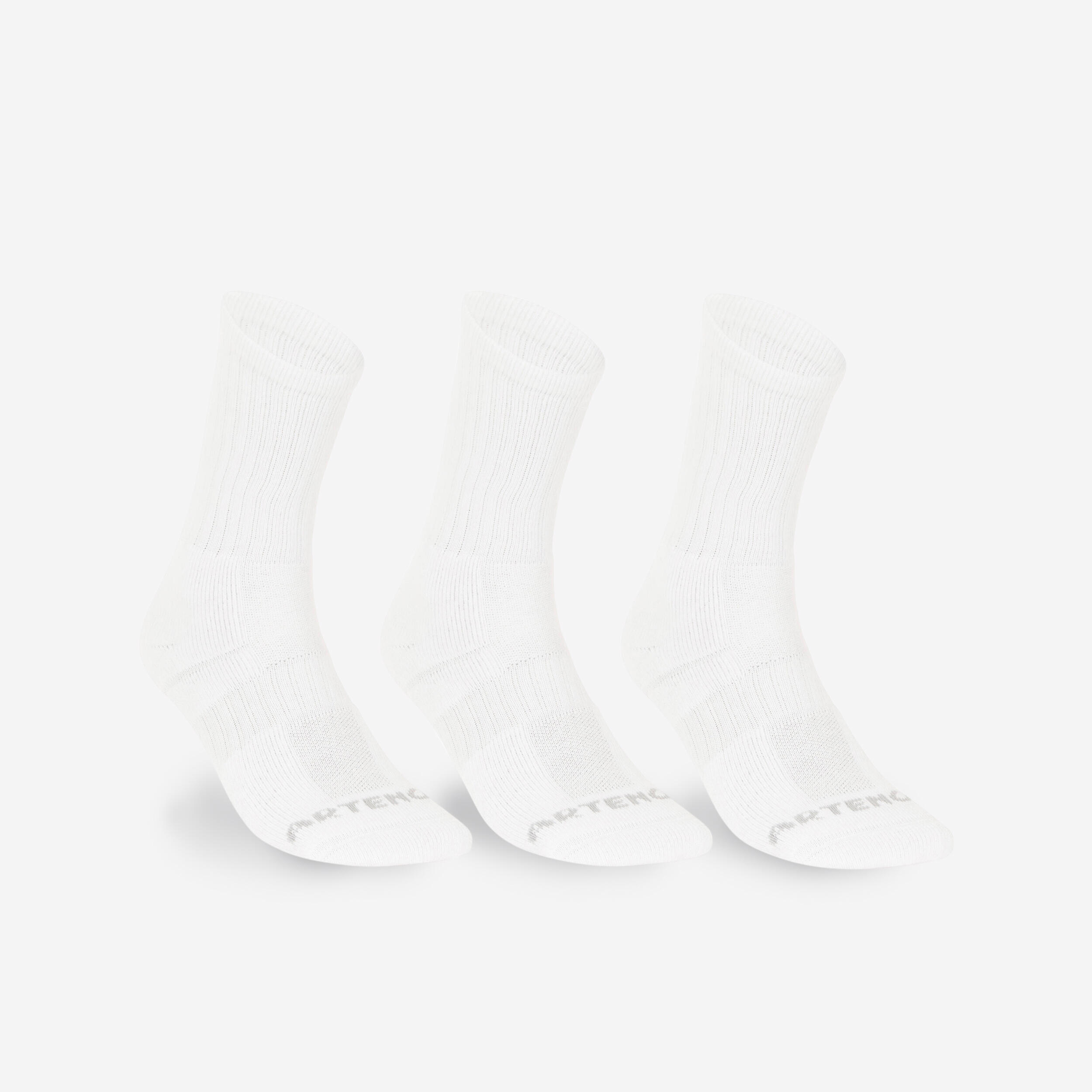 High Tennis Socks RS 500 Tri-Pack - White 1/6