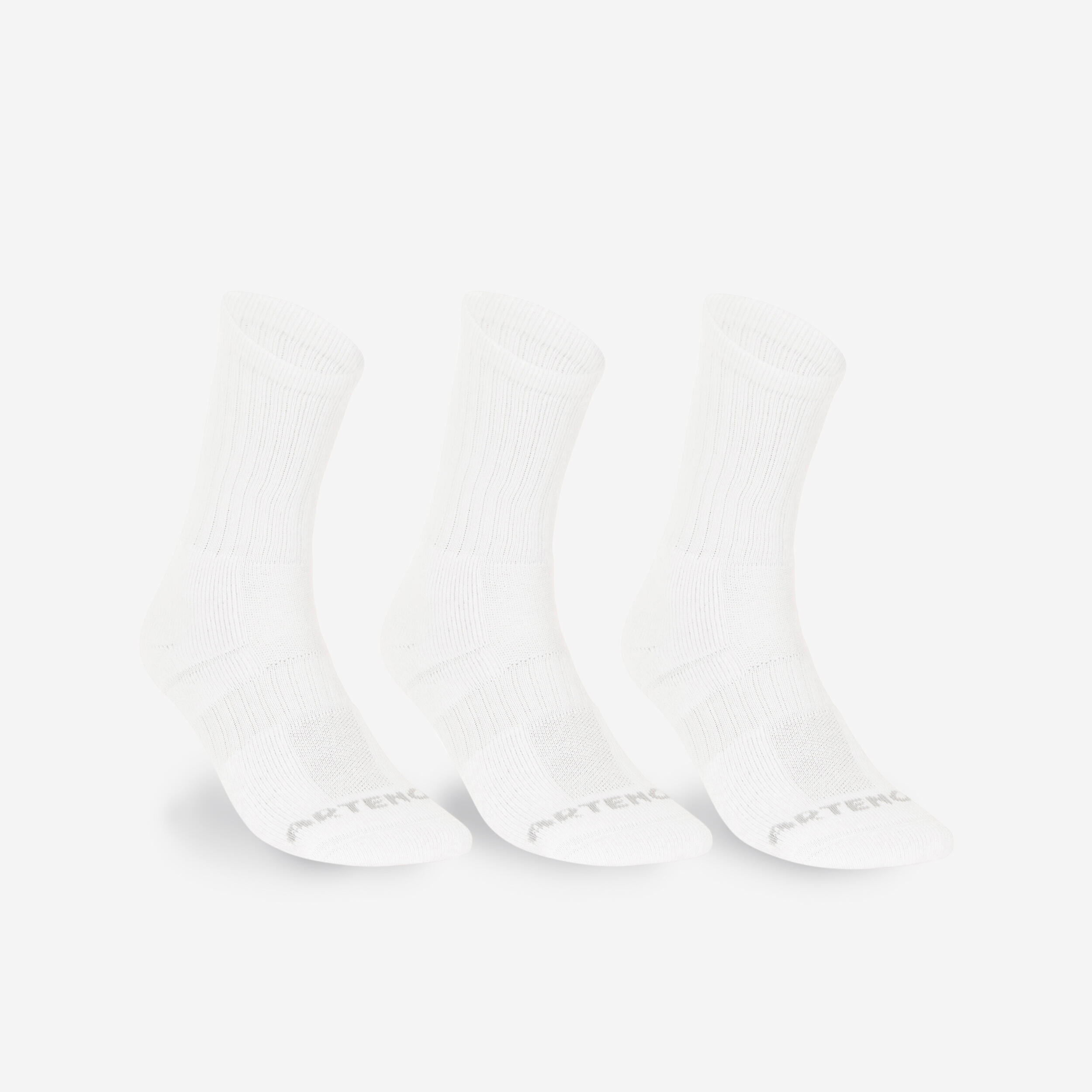 HIGH TENNIS SOCKS ARTENGO RS 500 WHITE SET OF 3