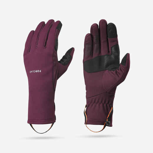 
      Adult mountain trekking tactile stretch gloves - MT500 burgundy
  