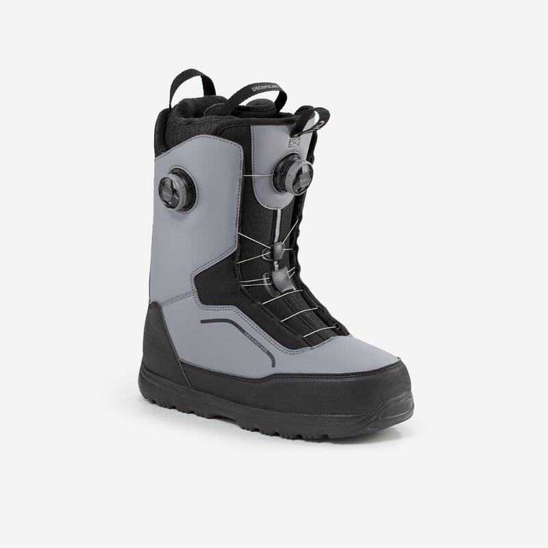 Botas de snowboard homem botão rotativo duplo, flex rígido - Allroad 900 Cinza