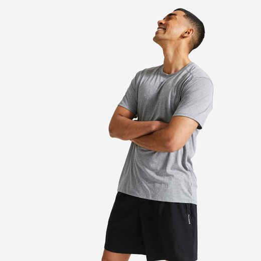 Men's Seamless Short-Sleeved Dynamic Yoga T-Shirt - Light Grey