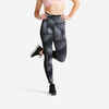 Legging avec poche téléphone fitness cardio femme imprimé gris et noir