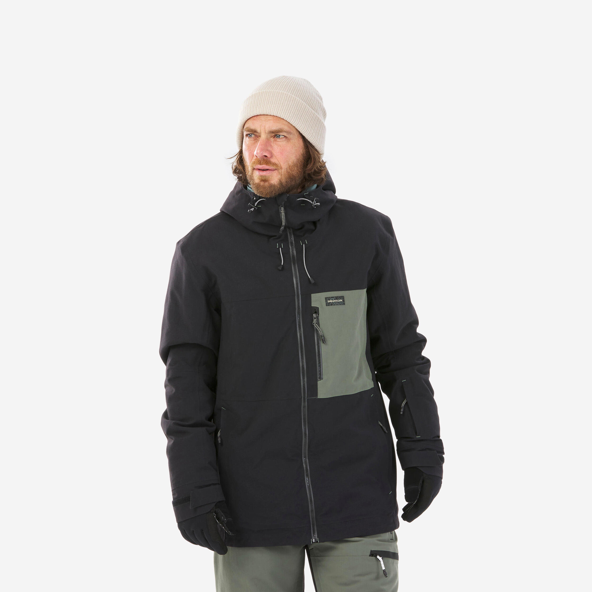 DREAMSCAPE Men's snowboard jacket compatible with ZIPROTEC - SNB 500 - Black