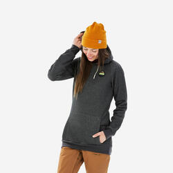 Sweat de snowboard à capuche demi zip chaud et confort femme, gris