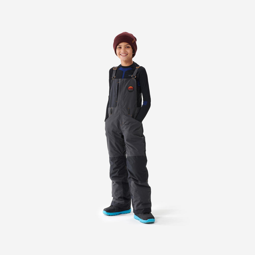 Kids’ Durable Snowboard Salopettes - Bib 500 Boy - black