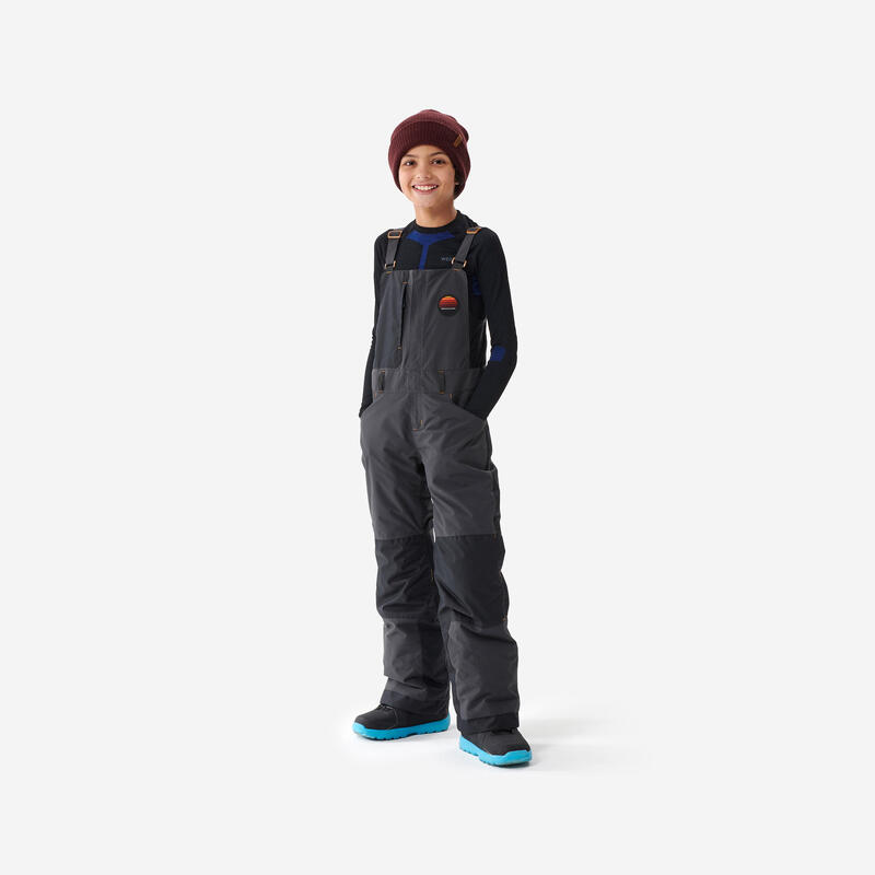 Salopette de snowboard enfant résistante - Bib 500 garçon - noire