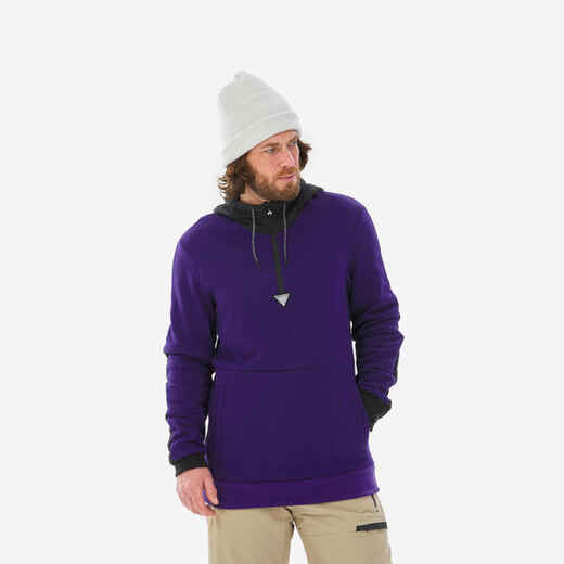 
      Men’s skiing and snowboarding hooded sweatshirt, 1/2 zip  - 100 - Purple / Black
  