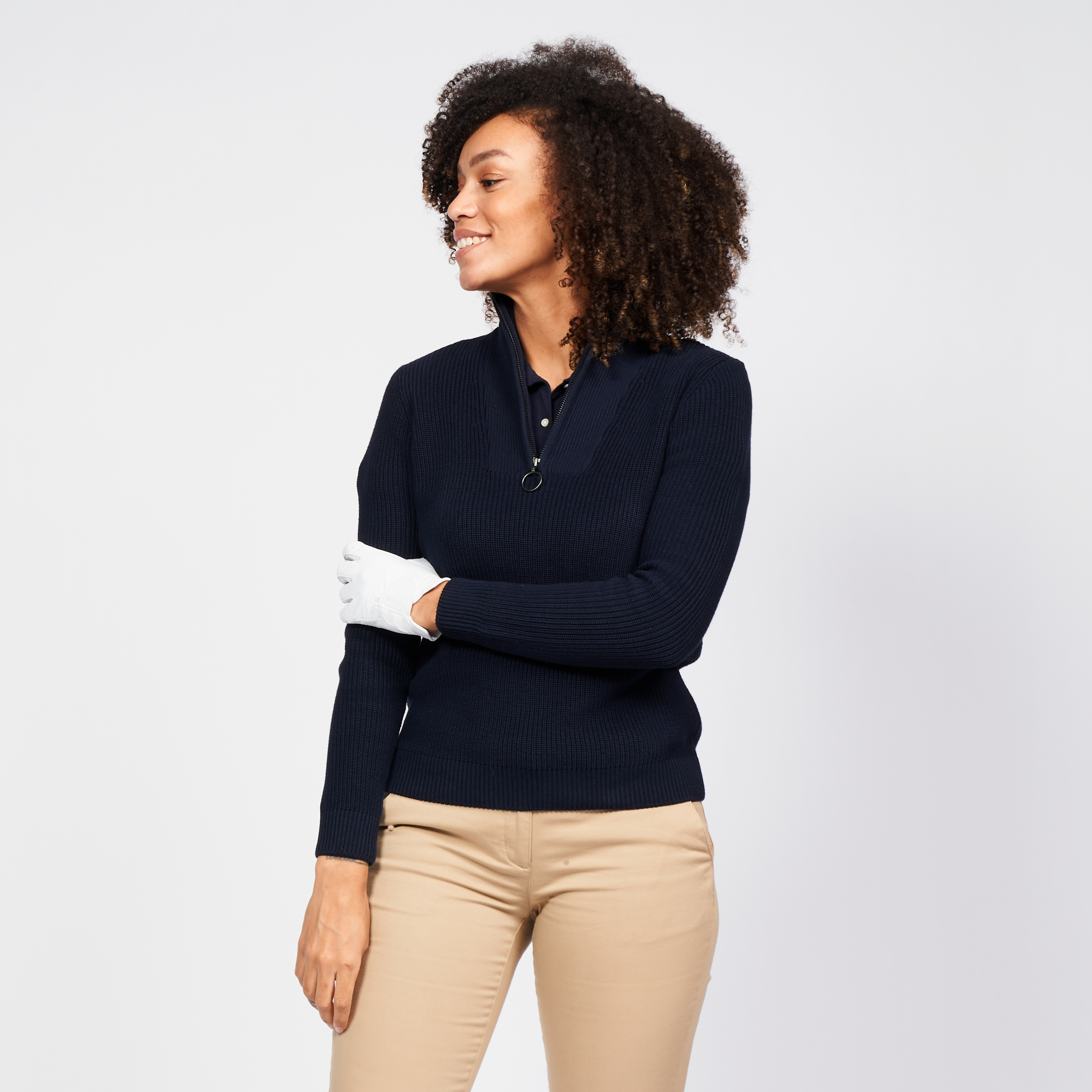 Pull golf 1/2 ZIP Femme - MW500 marine