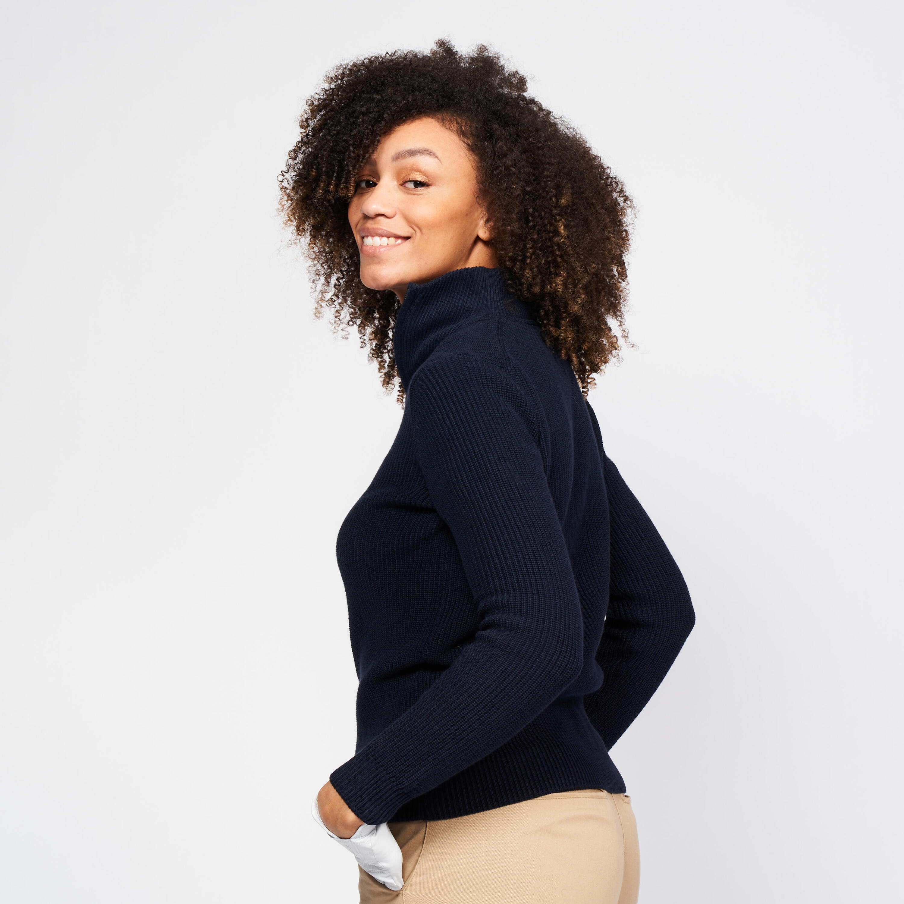 Maglione golf donna MW 500 blu 2/9