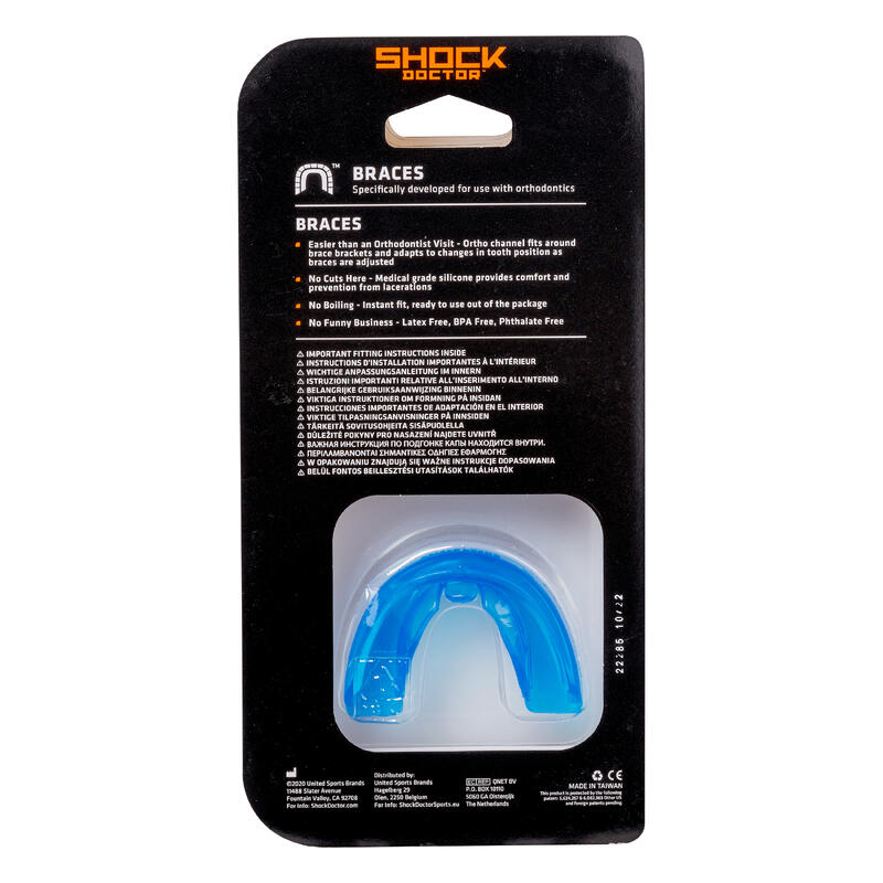 Paradenti hockey su prato Shockdoctor 4.BRACES apparecchio ortodontico azzurro