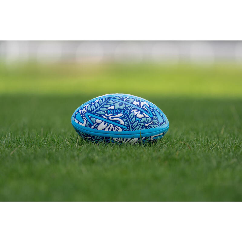 BALLON DE BEACH RUGBY - R100 BEACH TROPICAL TAILLE MIDI BLEU / BLANC