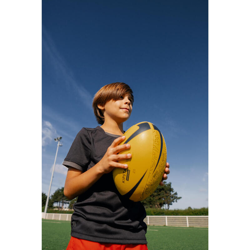 Maillot manches courtes de rugby Enfant - R100 noir