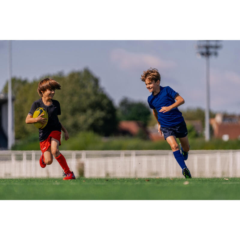 Chaussettes hautes de rugby enfant R500 bleu indigo