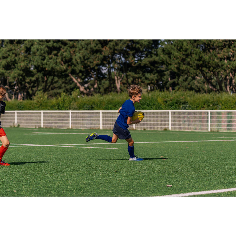 Chaussettes hautes de rugby enfant R500 bleu indigo