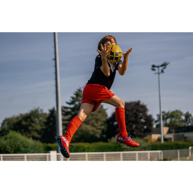 Chaussettes hautes de rugby enfant R500 rouge