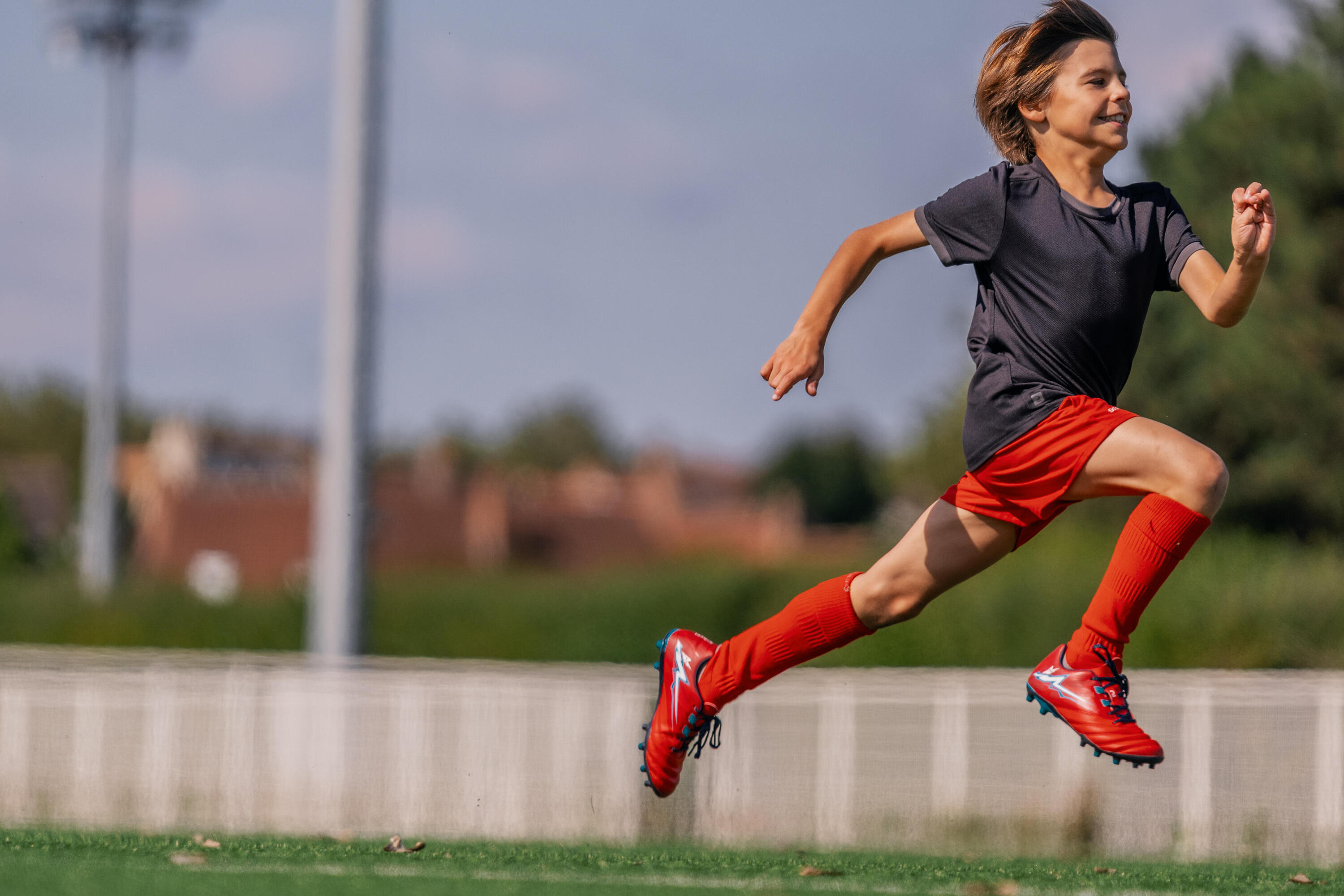 Chaussettes hautes de rugby enfant R500 rouge 9/11