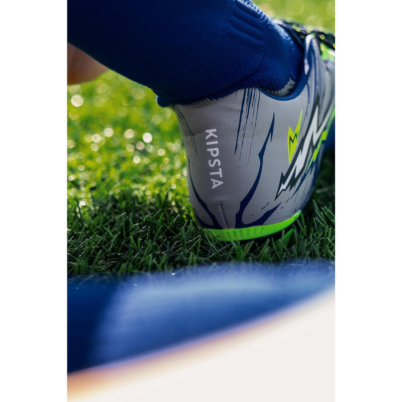 Ghete cu Crampoane Turnate Rugby R500 FG Teren Uscat Albastru Copii 