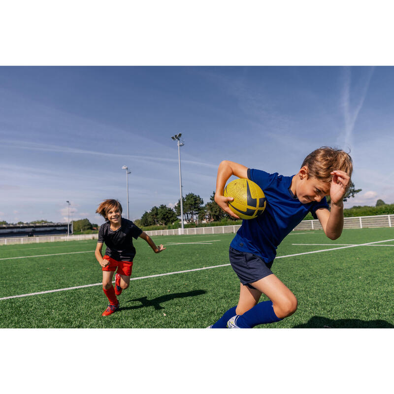 Rugbyshirt met korte mouwen voor kinderen R100 blauw