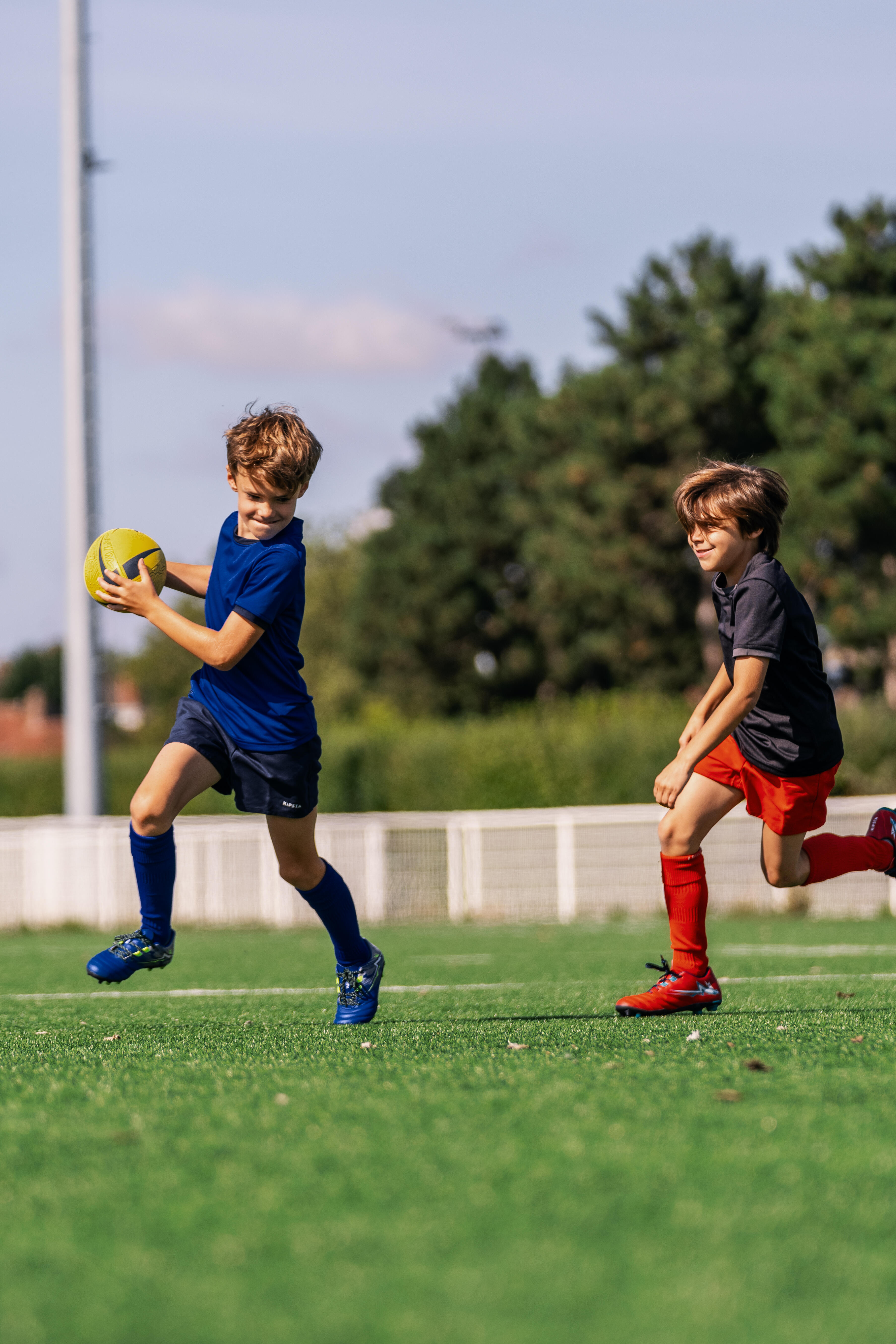Kids Rugby Short Sleeve Jersey Offload R100 Shirt - Blue