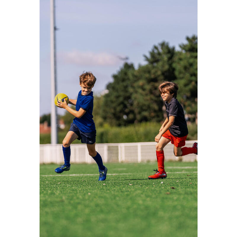 Calções de rugby com bolsos Criança - R100 azul