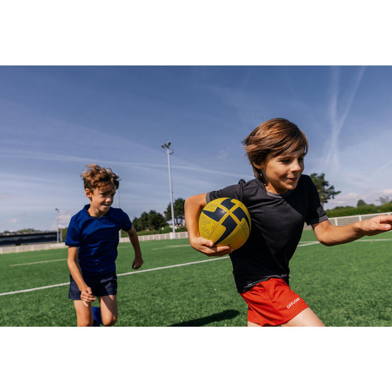 Camisola de manga curta de rugby Criança - R100 preto