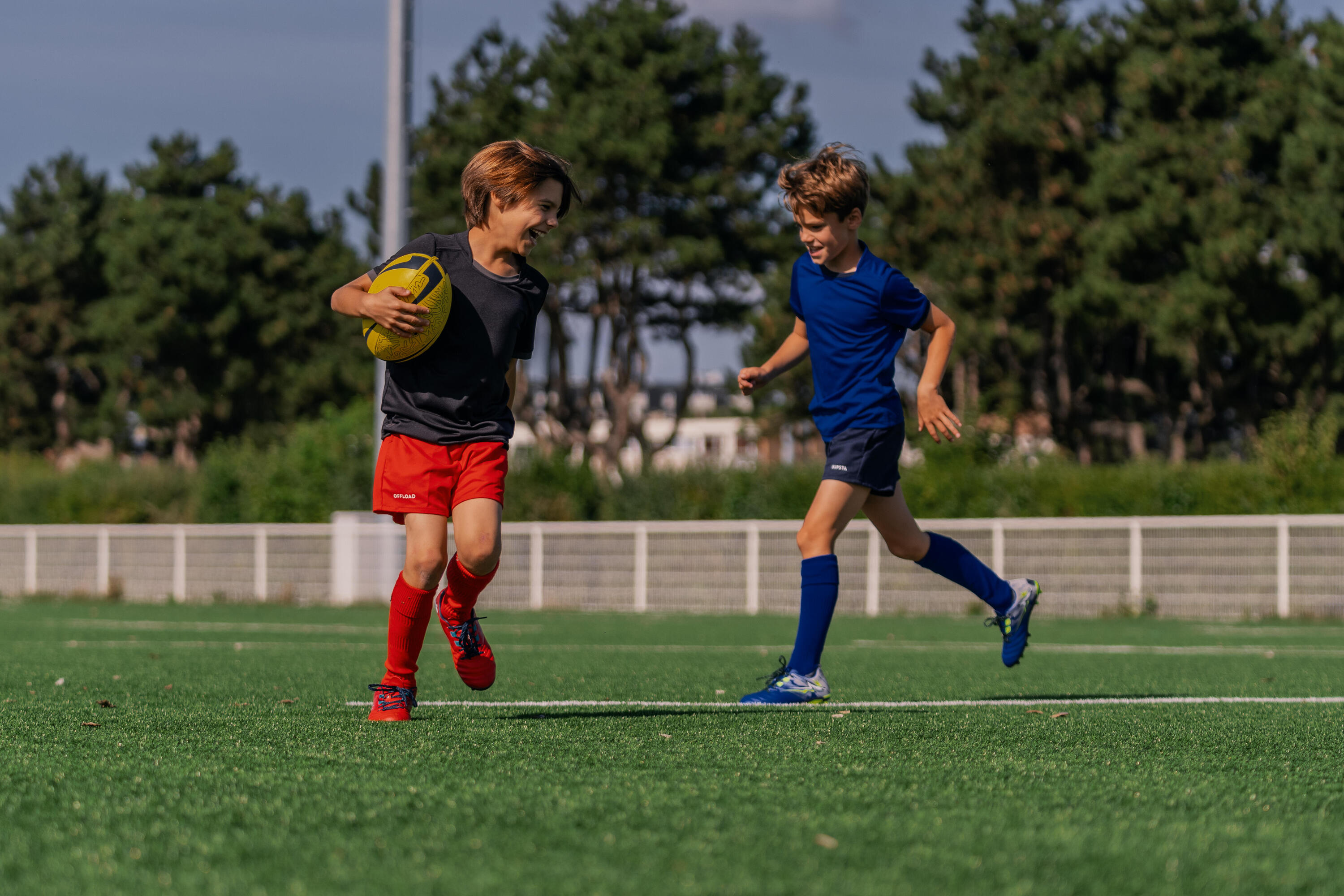 Hoge rugbysokken voor kinderen R500 indigoblauw 9/9