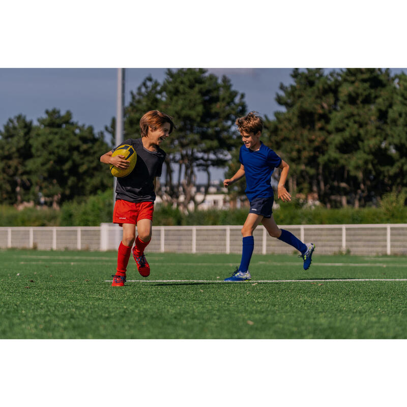 Chaussettes hautes de rugby enfant R500 bleu indigo