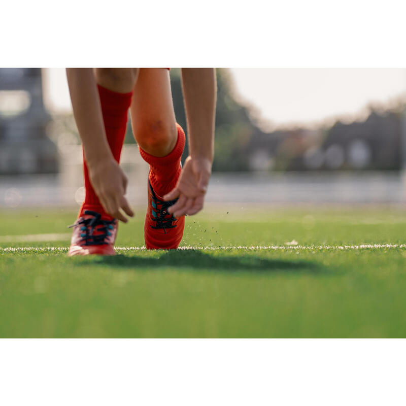 Chaussettes hautes de rugby enfant R500 rouge