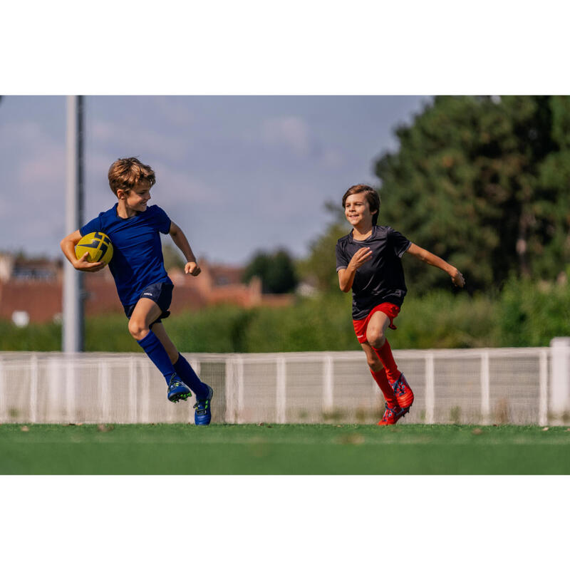 Chaussettes hautes de rugby enfant R500 bleu indigo