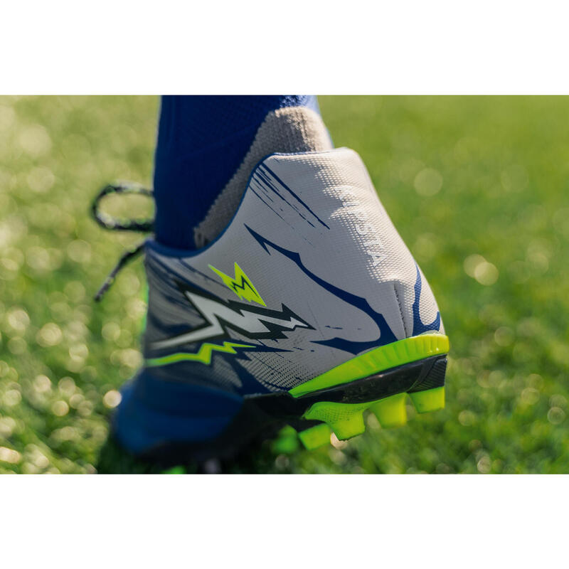 Ghete cu Crampoane Turnate Rugby R500 FG Teren Uscat Albastru Copii 