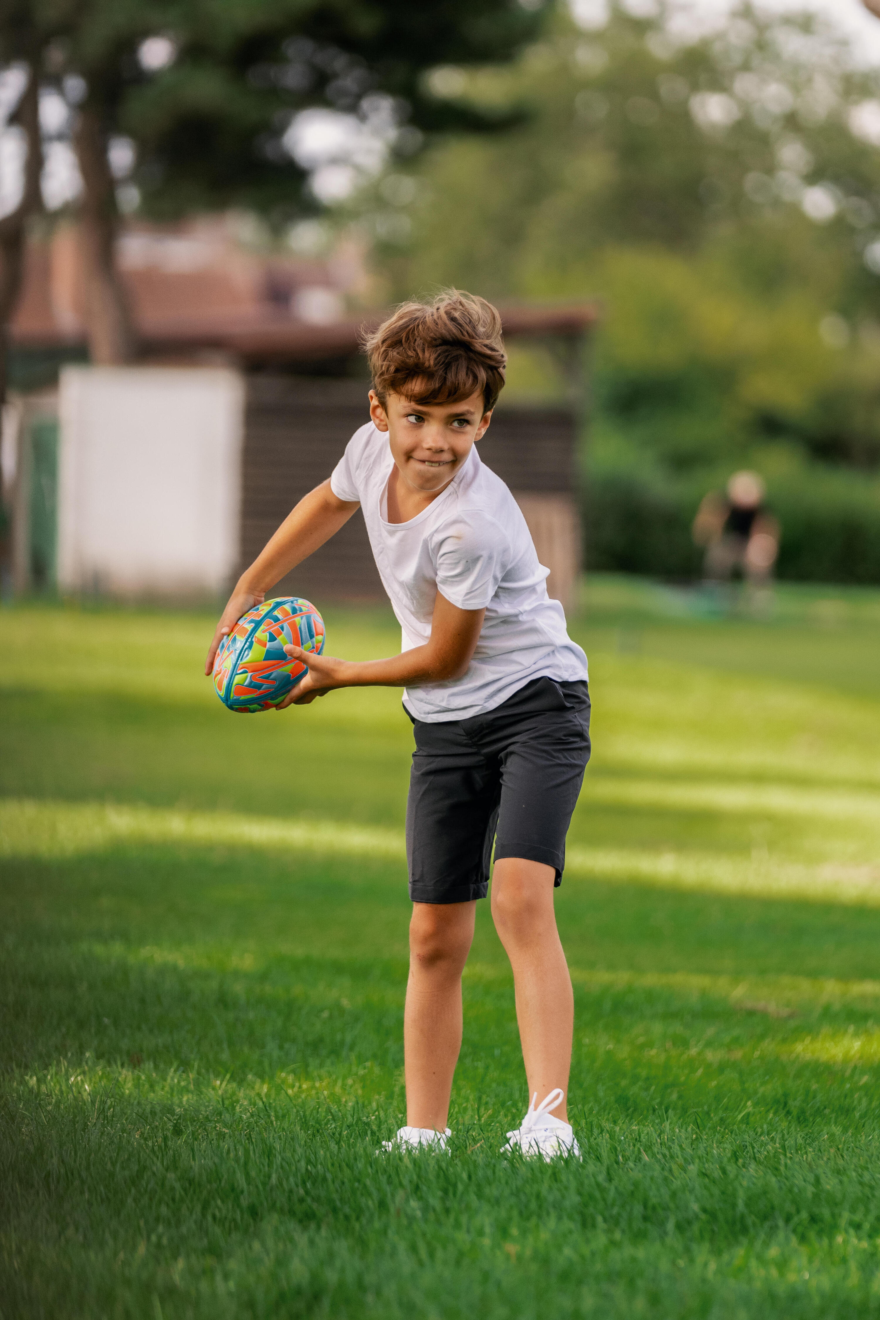 Ballon de rugby taille 2 mini, orange, vert, jaune 5/8