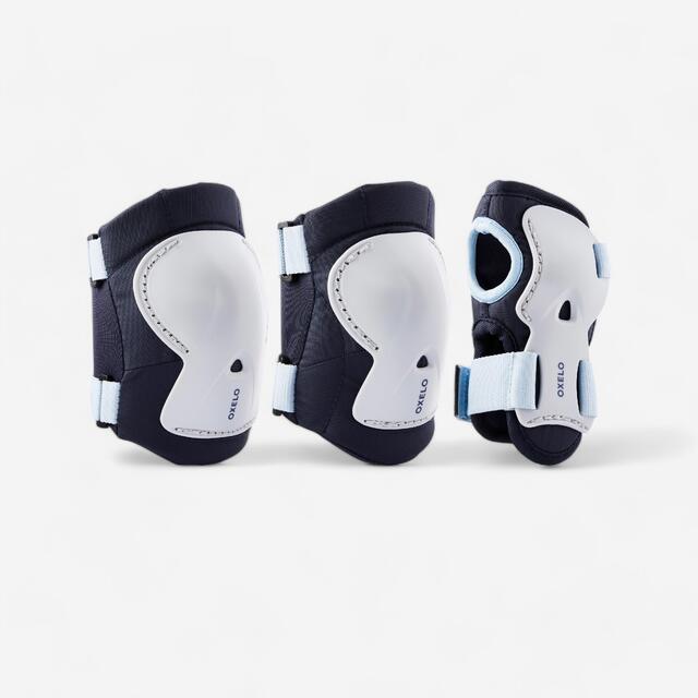 Set 3x2 kinderbeschermers voor rolschaatsen, steppen en skaten Play blauw