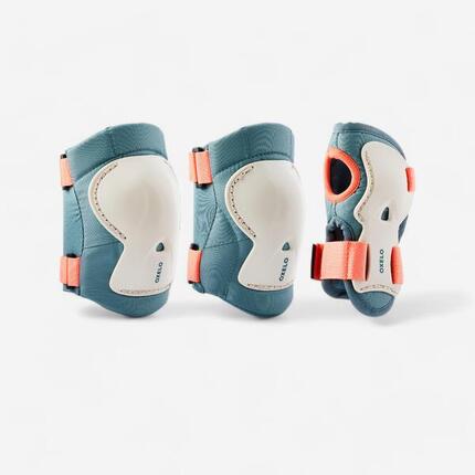 Set 3x2 protections roller trottinette skate enfant PLAY Bleu