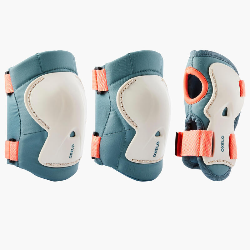 Protecciones Patines Rodilleras Coderas y Muñequeras Adulto Oxelo Gris Azul  - Decathlon