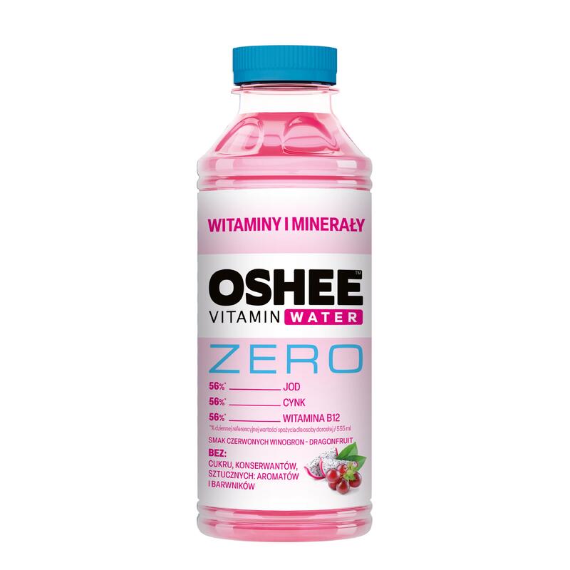 Napój witaminowy zero Oshee 555 ML o smaku czerwonych winogron i dragonfruit